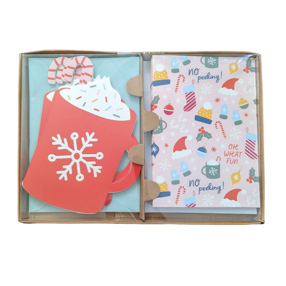 GWP 8 pc Hot Cocoa Card Envelopes Christmas Thank You Notes Crafts candy cane - Picture 1 of 2